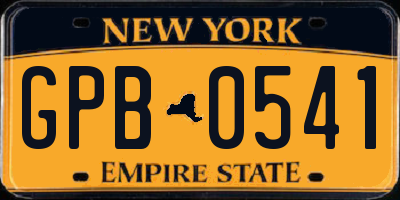 NY license plate GPB0541