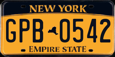 NY license plate GPB0542