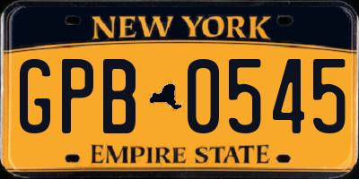 NY license plate GPB0545