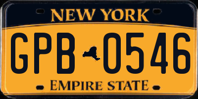 NY license plate GPB0546