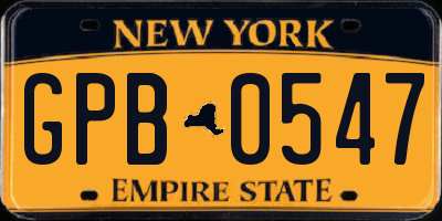 NY license plate GPB0547