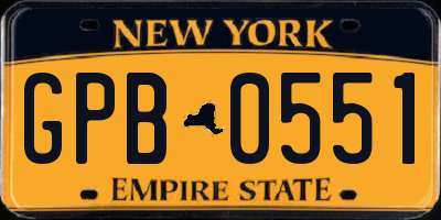 NY license plate GPB0551