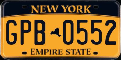 NY license plate GPB0552