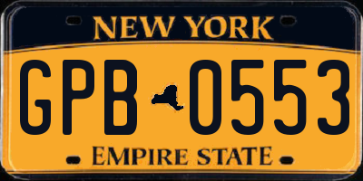 NY license plate GPB0553