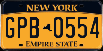NY license plate GPB0554