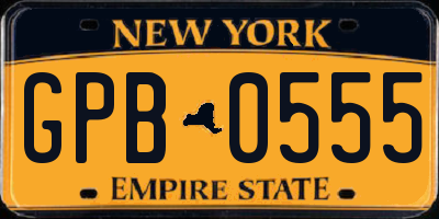 NY license plate GPB0555