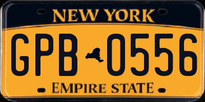 NY license plate GPB0556
