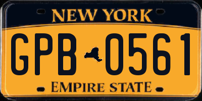 NY license plate GPB0561