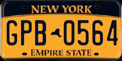 NY license plate GPB0564