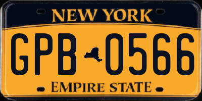 NY license plate GPB0566