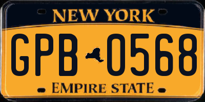 NY license plate GPB0568