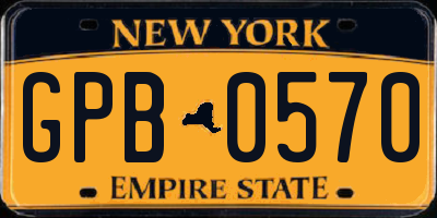 NY license plate GPB0570