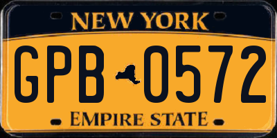 NY license plate GPB0572