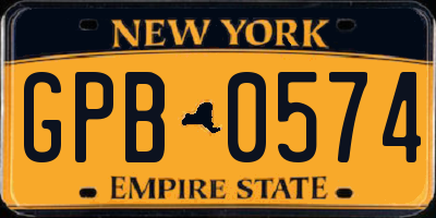 NY license plate GPB0574