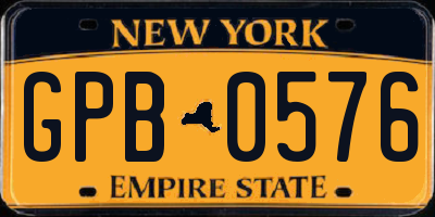 NY license plate GPB0576