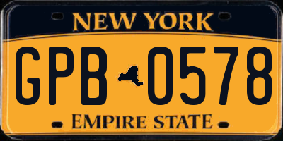 NY license plate GPB0578