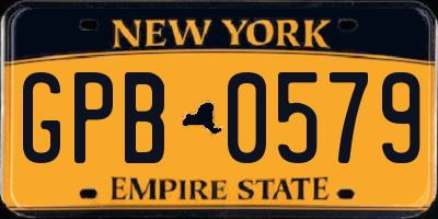 NY license plate GPB0579