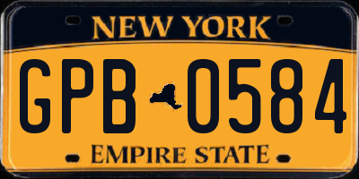 NY license plate GPB0584