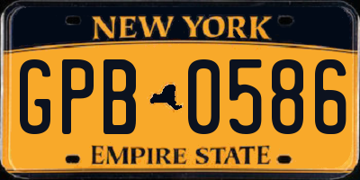 NY license plate GPB0586