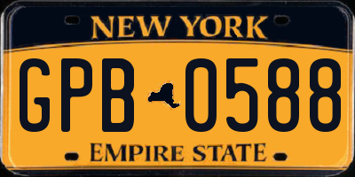 NY license plate GPB0588