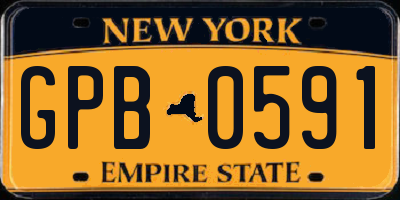 NY license plate GPB0591
