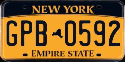 NY license plate GPB0592