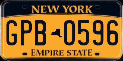 NY license plate GPB0596