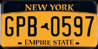 NY license plate GPB0597
