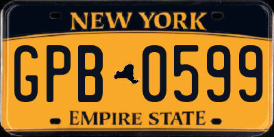 NY license plate GPB0599