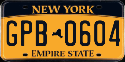 NY license plate GPB0604