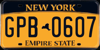 NY license plate GPB0607