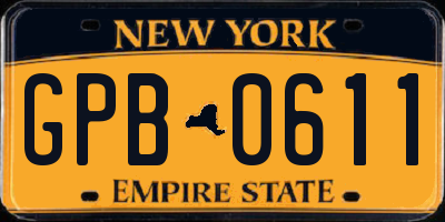 NY license plate GPB0611