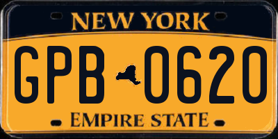 NY license plate GPB0620