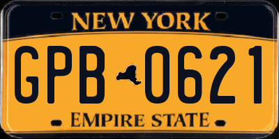 NY license plate GPB0621