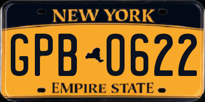 NY license plate GPB0622