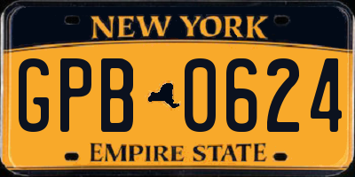 NY license plate GPB0624