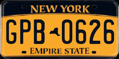 NY license plate GPB0626