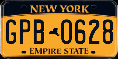 NY license plate GPB0628