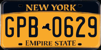 NY license plate GPB0629