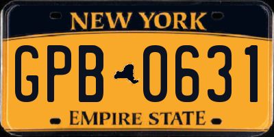 NY license plate GPB0631