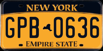 NY license plate GPB0636