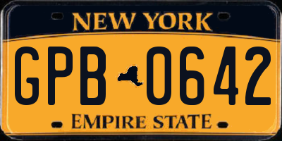 NY license plate GPB0642