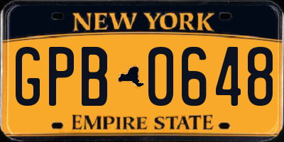 NY license plate GPB0648