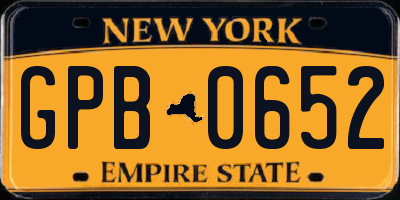 NY license plate GPB0652