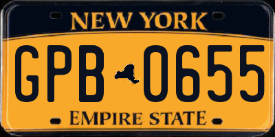 NY license plate GPB0655
