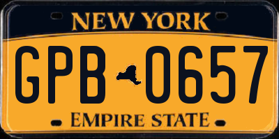 NY license plate GPB0657