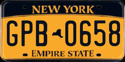 NY license plate GPB0658