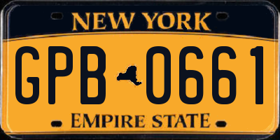 NY license plate GPB0661