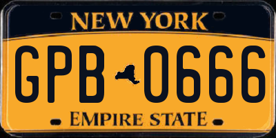NY license plate GPB0666