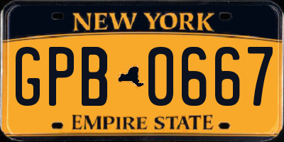NY license plate GPB0667
